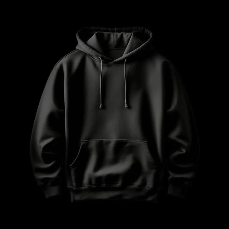 ZM black hoodie on dark background