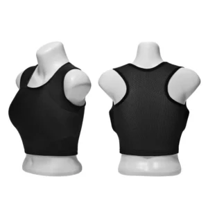 ZM black ladies chest protector, front and back