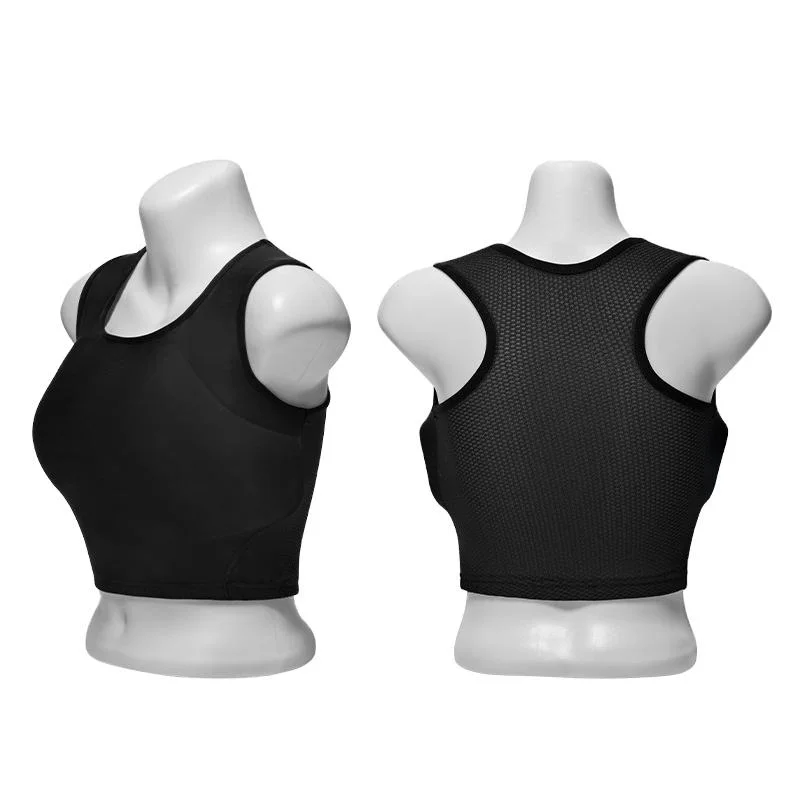ZM black ladies chest protector, front and back
