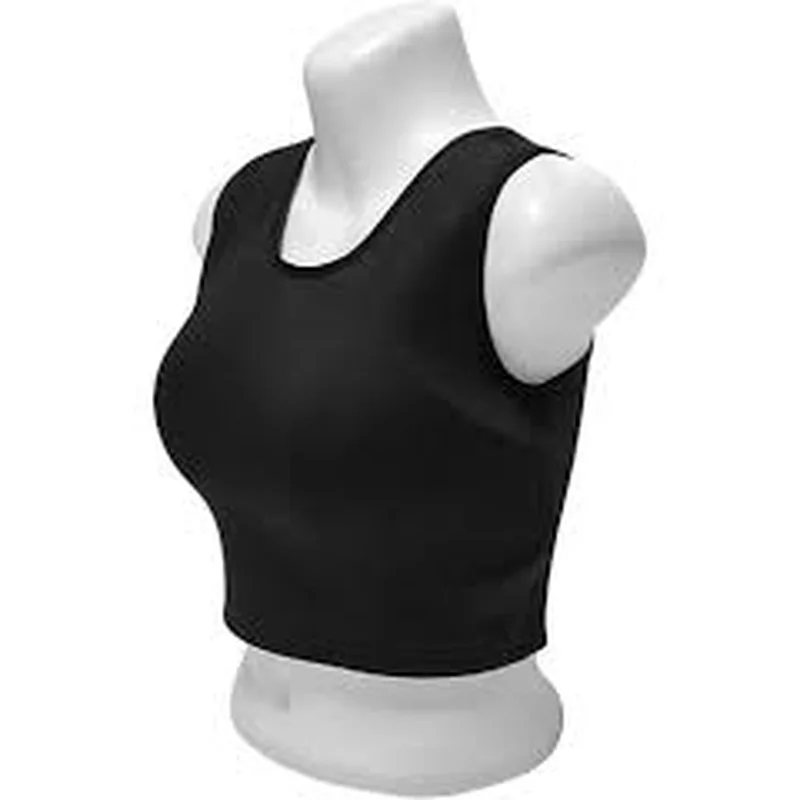 ZM black ladies chest protector, angled view