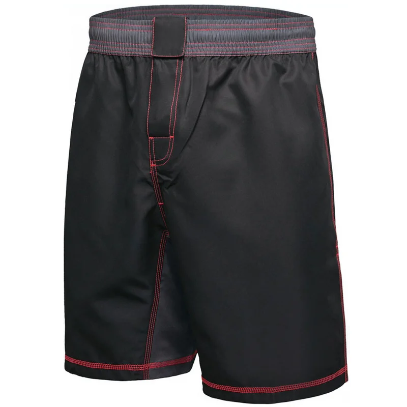 ZM black MMA shorts with red stitching