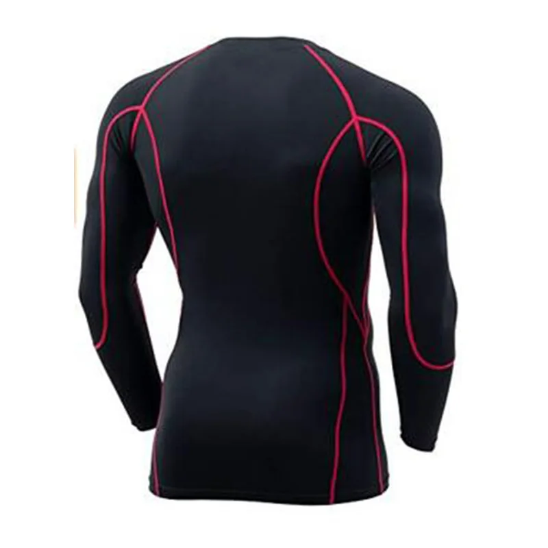 ZM black compression rashguard with red stitching, back