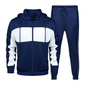 ZM navy and white zip track suit with side-striped joggers